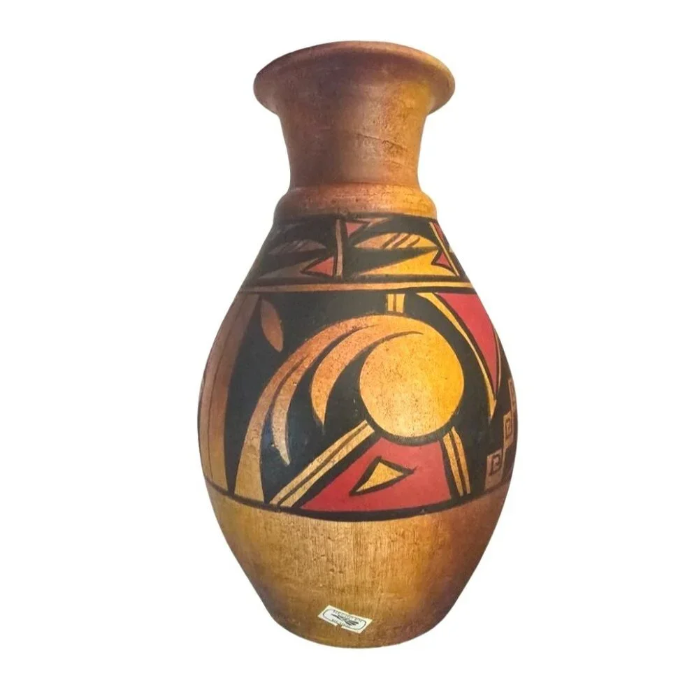 Mexican Handmade Painted Pottery Vase (Made in Mexico)